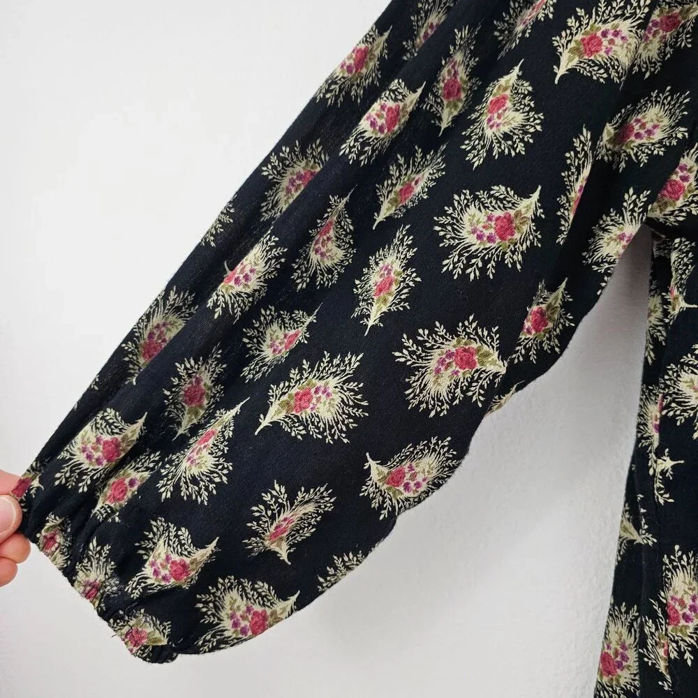 Ralph Lauren Denim & Supply Sz S Floral Peasant Blouse Gauze Boho Top Tassels - Picture 8 of 11